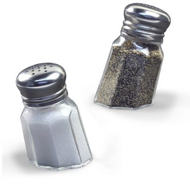 SUNK-IN SALT + PEPPER SHAKERS