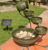 Smart Solar Green Bamboo Finish Solar Cascade Fountain