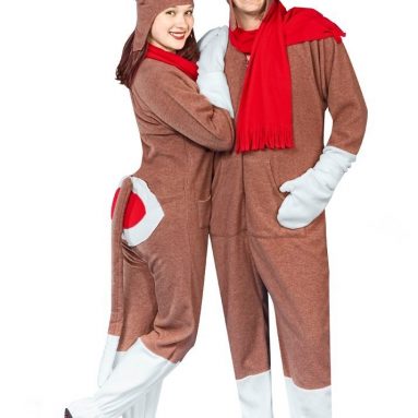 Adult Sock Monkey Pajama Costume
