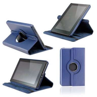 Dark Blue 360 Degree Rotating Leather Case Cover