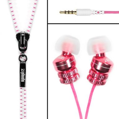 Zipbuds Earphones (Pink with White)