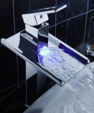 Color Changing LED Waterfall Bathroom Sink Faucet