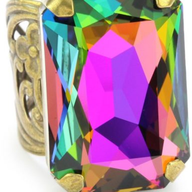 “Aurora Sky” Multi-Crystal Large Cocktail Adjustable Ring