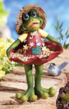 Curtsying Shirley Frog Whimsical Birdfeeder Garden Statue