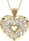 Gold Filigree Heart Pendant Necklace