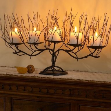Twig and Beads Candelabra Candle Holder