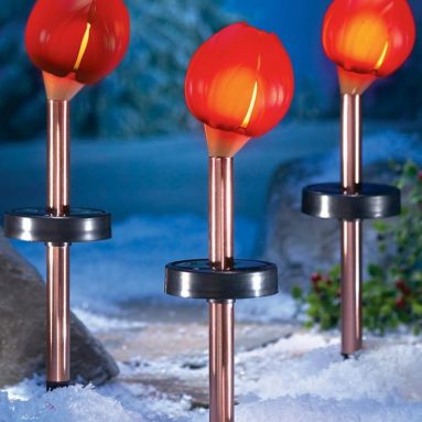 Red Solar Powered Flower Lawn Stake