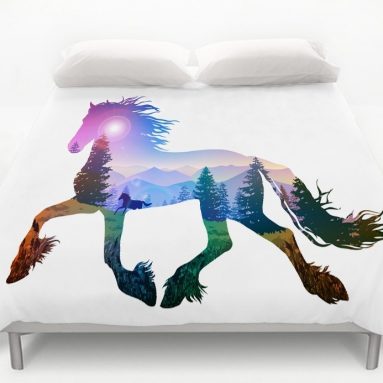 Horse inside the mountain landscape duvet cover 4 sets