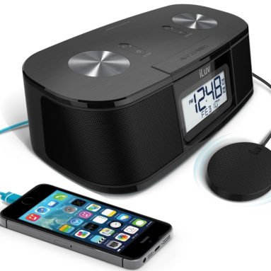 TimeShaker Micro Bluetooth FM Stereo Clock Radio with USB Charging and Pillow Shaker
