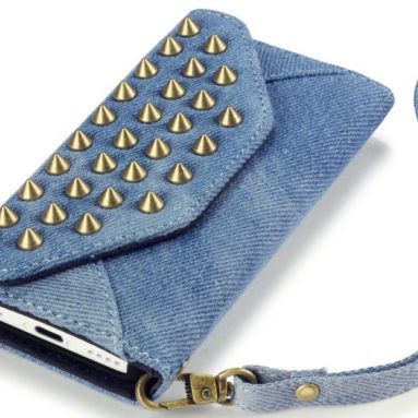 iPhone 5C Trendy Studded Rock Chic Purse Style Wallet Case