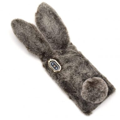 iPhone X Case Rabbit Fur Design Fluffy Fur Case Cover