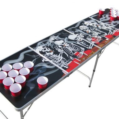 The Pong Squad Bones Skeleton Beer Pong Table with Holes