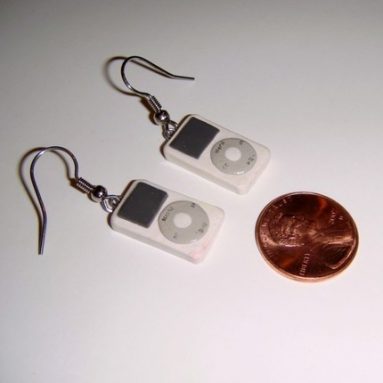 Miniature Apple iPod mp3 video player Earrings