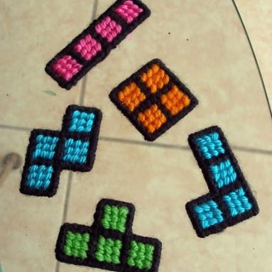 TETRIS cross stitched magnets