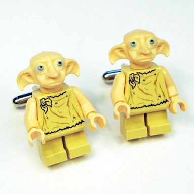Dobby from Harry Potter LEGO silver toned cufflinks