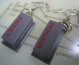 Power and Reset button dangle earrings gamer