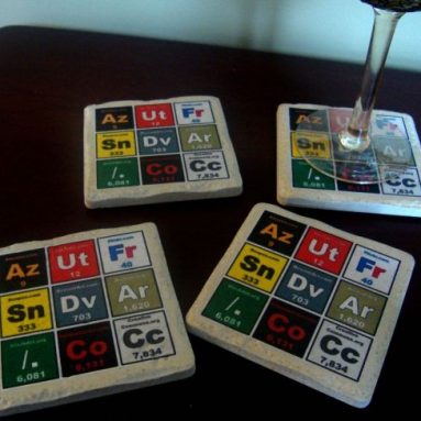 Periodic Elements of the Internet 4 coasters set in Italian stone