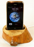 Wooden iPhone dock with sync cable