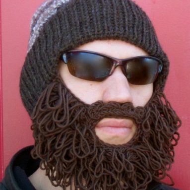 Shaggy bearded stocking hat