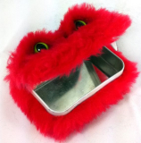 Cliff the furry red upcycled Tin Monster