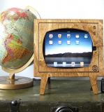 Handmade Natural Wood Retro TV Ipad Dock