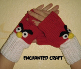Red Angry Bird Fingerless Gloves