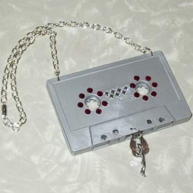 Cassette Tape Necklace SWAROVSKI crystals