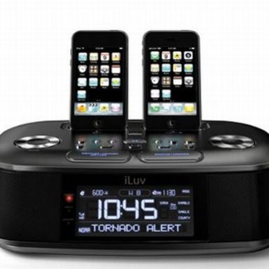 iPod and iPhone Alarm Clock with Weather Radio