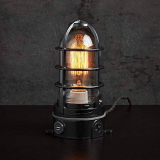 Nautical style industrial cage lamp with USB and touch dimmer