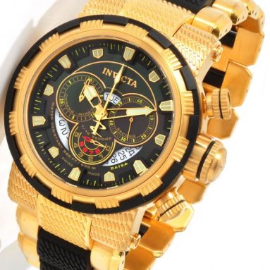 Invicta Men’s 6662 Reserve Collection Chronograph 18k Gold-Plated and Black Watch
