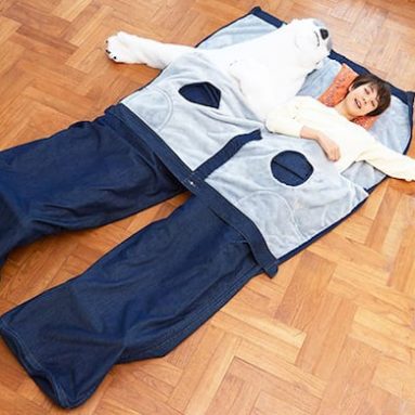 Super Big Wrapped in Warmth Happy Furry Jeans Sleeping Bag