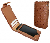 Tan Ostrich Leather Case for iPhone 4S