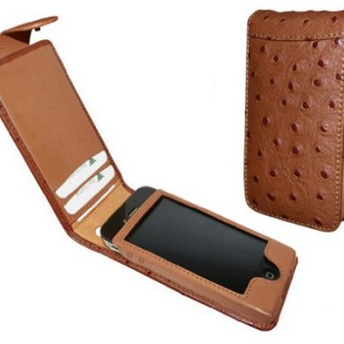 Tan Ostrich Leather Case for iPhone 4S