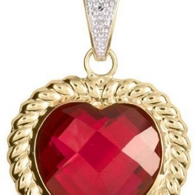 10k Yellow Gold Diamond Heart Pendant