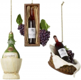 Bottle of Wine in Basket and Wine Bottle Ornament