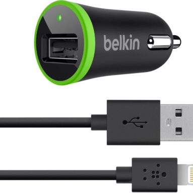 Belkin Car Charger with 8-Pin Lightning Cable Connector to USB Cable