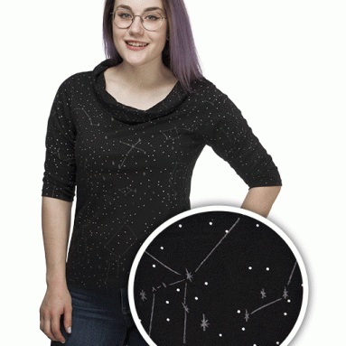 Constellations Glow-in-the-Dark Cowl Neck Ladies’ Top