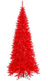 6.5′ Pre-Lit Ruby Red Fir Slim Artificial Christmas Tree