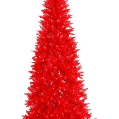 6.5′ Pre-Lit Ruby Red Fir Slim Artificial Christmas Tree