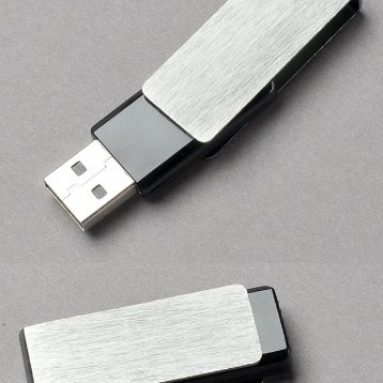 Aluminum/Black Swivel USB Flash Memory Drive 64GB