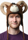 DeLux Mountain Goat Brown Wool Pilot Animal Cap/Hat