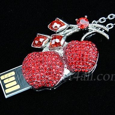 Jewel Cherry Necklace USB Flash Drive