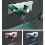 Waterfall Bathroom Sink Faucet with Build-in LED Lights
