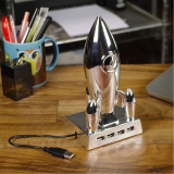 Vintage Retro Silver Moon Rocket Ship USB 4 Port Hub