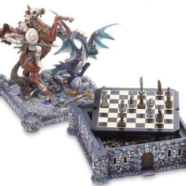 Dragon And Knight Medieval Chess Board Game Set Decor