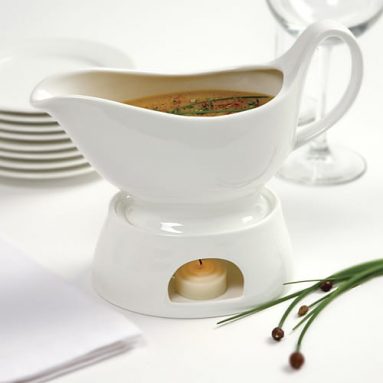 Gravy boat and warming stand