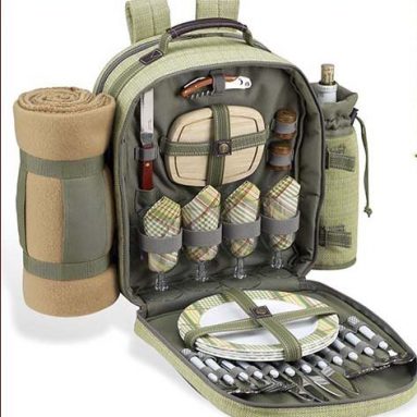 Hamptons Picnic Backpack for Four with Blanket