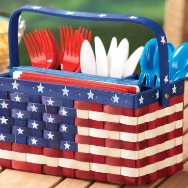 Patriotic Picnic Utensil Holder Basket