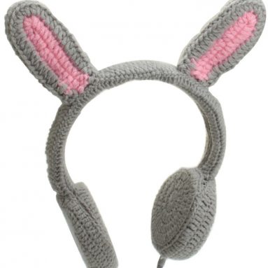 Crocheted Rabbit Ear Stereo Headphones with Stylus