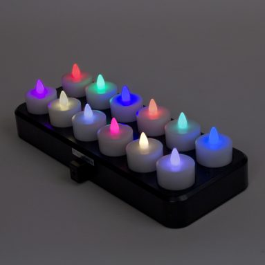 Remote Control LED Rechargeable Tea Lights – Set of 12